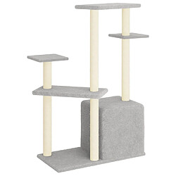 Avis Helloshop26 Arbre à chat meuble tour grimper jouet grattage grattoir escalade plateforme avec griffoirs en sisal clair 107,5 cm gris 02_0022544