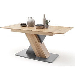 Pegane Table à manger extensible en hêtre massif / gris - L.180-225 x H.77 x P.90 cm