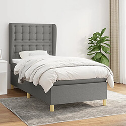 vidaXL Sommier à lattes de lit et matelas Gris foncé 90x190 cm Tissu