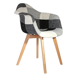 The Home Deco Factory Fauteuil scandinave Patchwork Olga - H. 82 cm - Gris