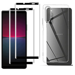 Pack coque transparente en TPU et vitre protection écran en verre trempé FULL cover noir pour Sony Xperia 10 IV 5G (Xperia 10 4 5G) - XEPTIO