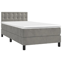 Avis Maison Chic Lit adulte- Lit + matelas,Sommier à lattes de lit et matelas Gris clair 90x200 cm Velours -GKD29612