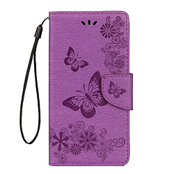 Wewoo Housse Étui Violet pour Huawei Mate 10 Vintage motif de papillon floral en relief gaufré en cuir avec fente carte et titulaire portefeuille lanière