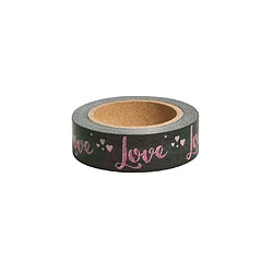 Rayher Washi Tape Love sur fond taupe - 15 m x 3 cm