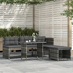 Maison Chic Mobilier à dîner 4 pcs de jardin - Ensemble table et chaises d'extérieur - Salon/Mobilier de jardin classique et coussins Gris Résine tressée -MN70441