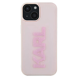 Karl Lagerfeld Coque pour iPhone 15 Bi-matière Dos Effet Cuir Bords Rehaussés Rose Poudré