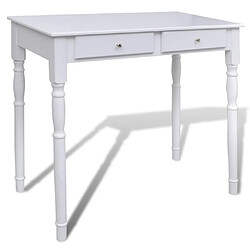 Acheter Helloshop26 Coiffeuse design contemporaine table de maquillage design meuble mobilier de chambre avec miroir et tabouret 80 x 40,5 x 74,5 cm 2 tiroirs blanc 02_0021276