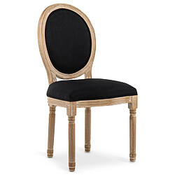 NC Lot de 2 chaises médaillon Louis XVI tissu Noir