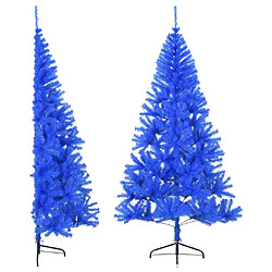 vidaXL Demi sapin de Noël artificiel avec support Bleu 240 cm PVC