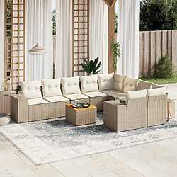 Maison Chic Salon de jardin avec coussins 10 pcs, Ensemble Tables et chaises de jardin, beige résine tressée -GKD315203