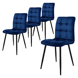 ML-Design Set de 8 chaises de salle à manger bleu foncé velours avec dossier pieds en noir