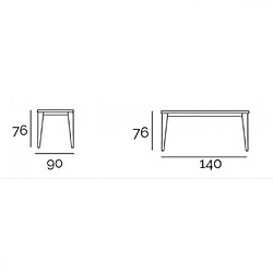 Inside 75 Table repas GEO 4 couverts 140 x 90 x 76 cm pieds chêne plateau céramique noir