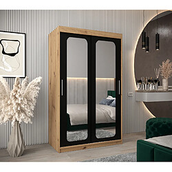 Abiks Meble Armoire PROMO T3 À Portes Coulissantes 200/120/62 2 Portes (Artisan/Noir)