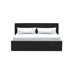 MARTIN Lit adulte 160 x 200 cm + coffre de rangement - Simili noir - Sommier inclus