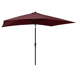 Acheter Maison Chic Parasol Jardin | Parasol avec LED et mat en acier Rouge bordeaux 2x3 m - GKD22843