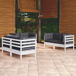 Maison Chic Salon de jardin 6 pcs + coussins - Mobilier/Meubles de jardin - Table et chaises d'extérieur Bois de pin massif -MN68154