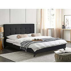 Beliani Lit double en tissu noir 160x200 cm AMBASSADOR