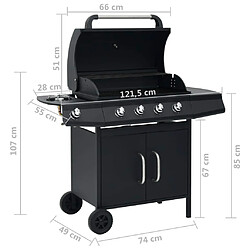 vidaXL Barbecue à gaz 4+1 zones de cuisson Noir Acier pas cher