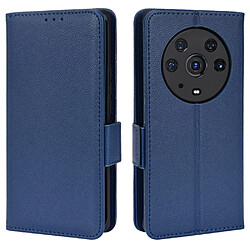 Etui en PU texture litchi, fermoir aimanté avec support bleu foncé pour votre Honor Magic3 Pro