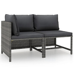 Maison Chic Salon de jardin 2 pcs avec coussins - Table et chaises d'extérieur - Mobilier/Meubles de jardin Moderne Gris Résine tressée -MN95638