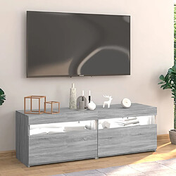 Acheter Maison Chic Meubles TV avec lumières LED - Banc TV pour salon sonoma gris 120x35x40 cm -MN50919