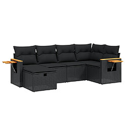 Maison Chic Ensemble Tables et chaises d'extérieur 6pcs avec coussins,Salon de jardin noir résine tressée -GKD224673