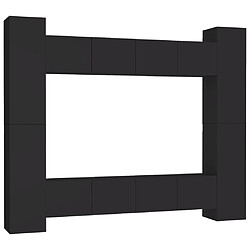 Maison Chic Ensemble de meubles TV 8 pcs | Banc TV Moderne pour salon | Meuble de Rangement - Noir Aggloméré -MN26611