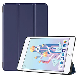 Etui en PU réveil automatique/sommeil triples basculement de la béquille bleu foncé pour votre Apple iPad mini (2019) 7.9 pouces/mini 4