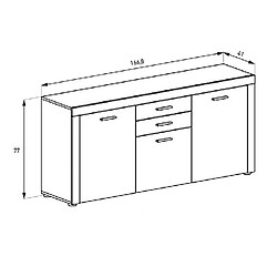 Pegane Buffet, meuble de rangement avec miroir coloris chêne vieilli