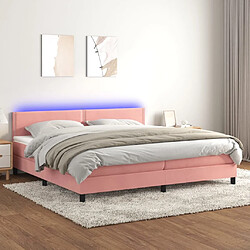 Sommier à lattes et LED,Cadre à lattes de lit avec matelas pour Adulte Rose 200x200 cm -MN91552