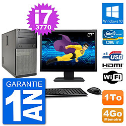 PC Dell 3010 MT Ecran 27" i7-3770 RAM 4Go Disque Dur 1To HDMI Windows 10 Wifi - Occasion