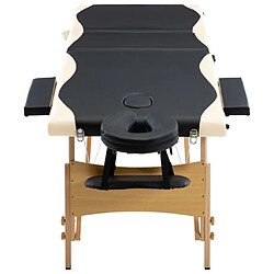 Avis vidaXL Table de massage pliable 3 zones Bois Noir et beige