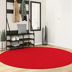 vidaXL Tapis HUARTE à poils courts doux et lavable rouge Ø 200 cm