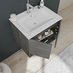 Acheter Kiamami Valentina MEUBLE SUSPENDU POUR SALLE DE BAIN AVEC 2 PORTES 60 CM EN CHÊNE GRIS FONCÉ | VENEZIA