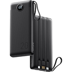 SANAG Batterie Externe 20000Mah Qc 22.5W Power Bank Cable Intégré, Usb C Charge Rapide Led Chargeur Portable Avec 4 Sorties Et Pour Iphone13/12/11/X/8, Samsung Huawei Xiaomi Tablet