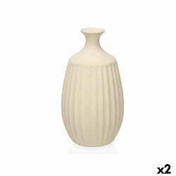 Gift Decor Vase Beige Céramique 21 x 39 x 21 cm (2 Unités) Rayures 