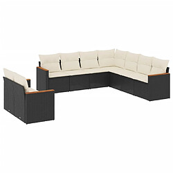 Maison Chic Ensemble Tables et chaises d'extérieur 9 pcs avec coussins,Salon de jardin noir résine tressée -GKD641071