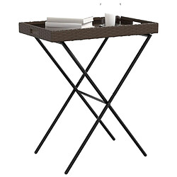 Avis vidaXL Table à plateau pliable marron 65x40x75 cm résine tressée