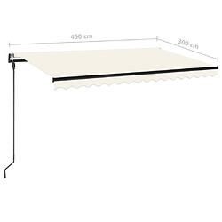 vidaXL Auvent rétractable automatique 450x300 cm Crème pas cher