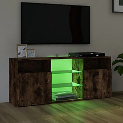 Acheter Maison Chic Meubles TV avec lumières LED - Banc TV pour salon Chêne fumé 120x30x50 cm -MN23229