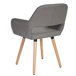 Avis Decoshop26 Chaise de salle à manger bureau visiteur design rétro en synthétique gris taupe pied en bois clair 04_0002143