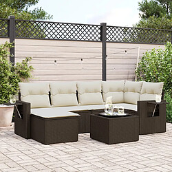 vidaXL Salon de jardin avec coussins 7 pcs marron résine tressée