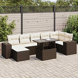 vidaXL Salon de jardin 8 pcs avec coussins marron résine tressée