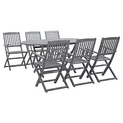 vidaXL Ensemble à manger de jardin 7 pcs Bois d'acacia massif Gris