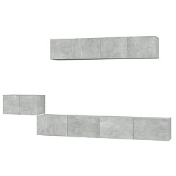 Maison Chic Ensemble de meubles TV 5 pcs | Banc TV Moderne pour salon | Meuble de Rangement - Gris béton Bois d'ingénierie -MN98407