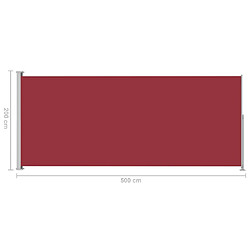 vidaXL Auvent latéral rétractable de patio 200x500 cm Rouge pas cher