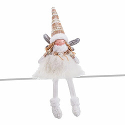 BigBuy Christmas Décorations de Noël Blanc Multicouleur Polyrésine Sable Tissu Ange 17 x 14 x 49 cm