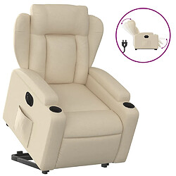 vidaXL Fauteuil inclinable électrique crème tissu