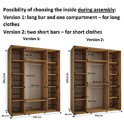 Abiks Meble Armoire DAVOS 7 À Portes Coulissantes 235,2/190/60 3 Portes pas cher