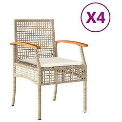 Maison Chic lot de 4Chaises de jardin coussins | chaises Relax d'extérieur beige résine tressée acacia -GKD14599